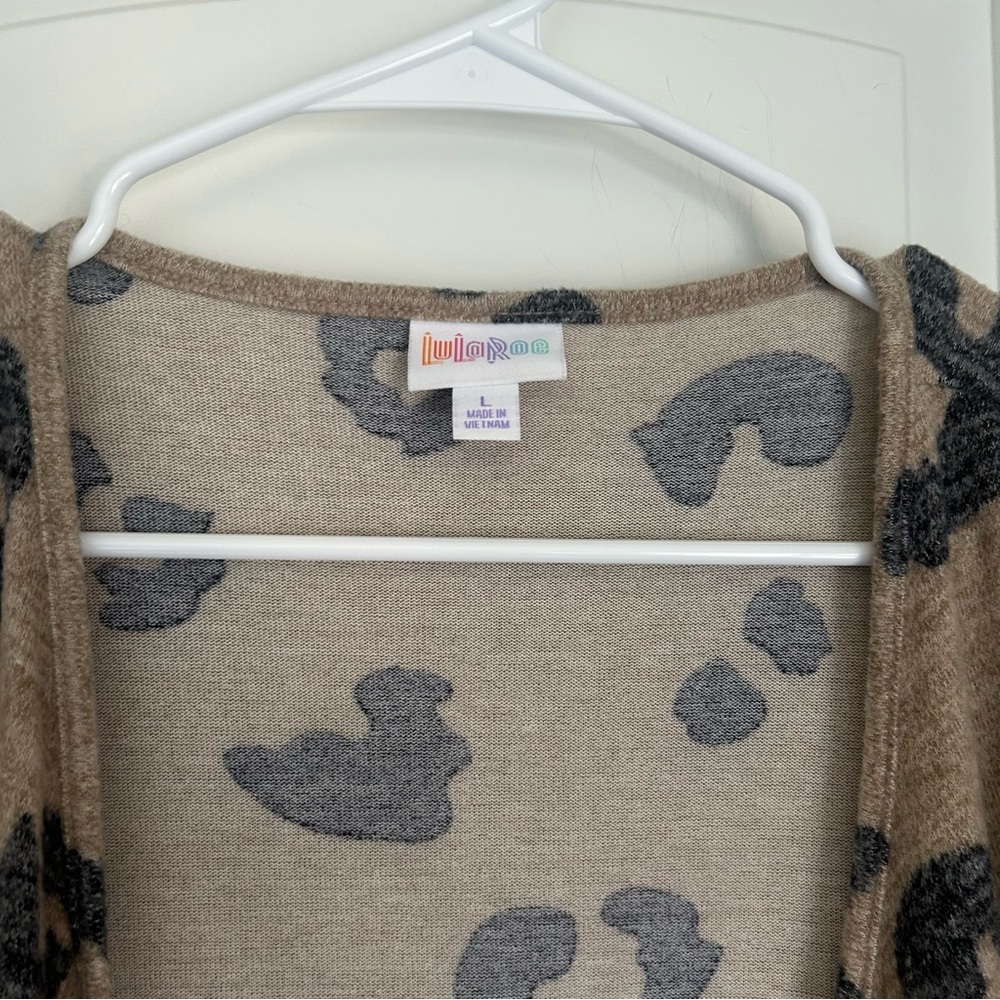 LuLaRoe Women’s Nanette Open Front Leopard Print Cardigan - Size L - Picture 2 of 6